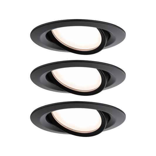 Paulmann LED Einbauleuchte Nova Plus Basisset schwenkbar Coin  rund 84mm 50° Coin 3x6W 3x470lm 230V dimmbar 2700K Schwarz matt