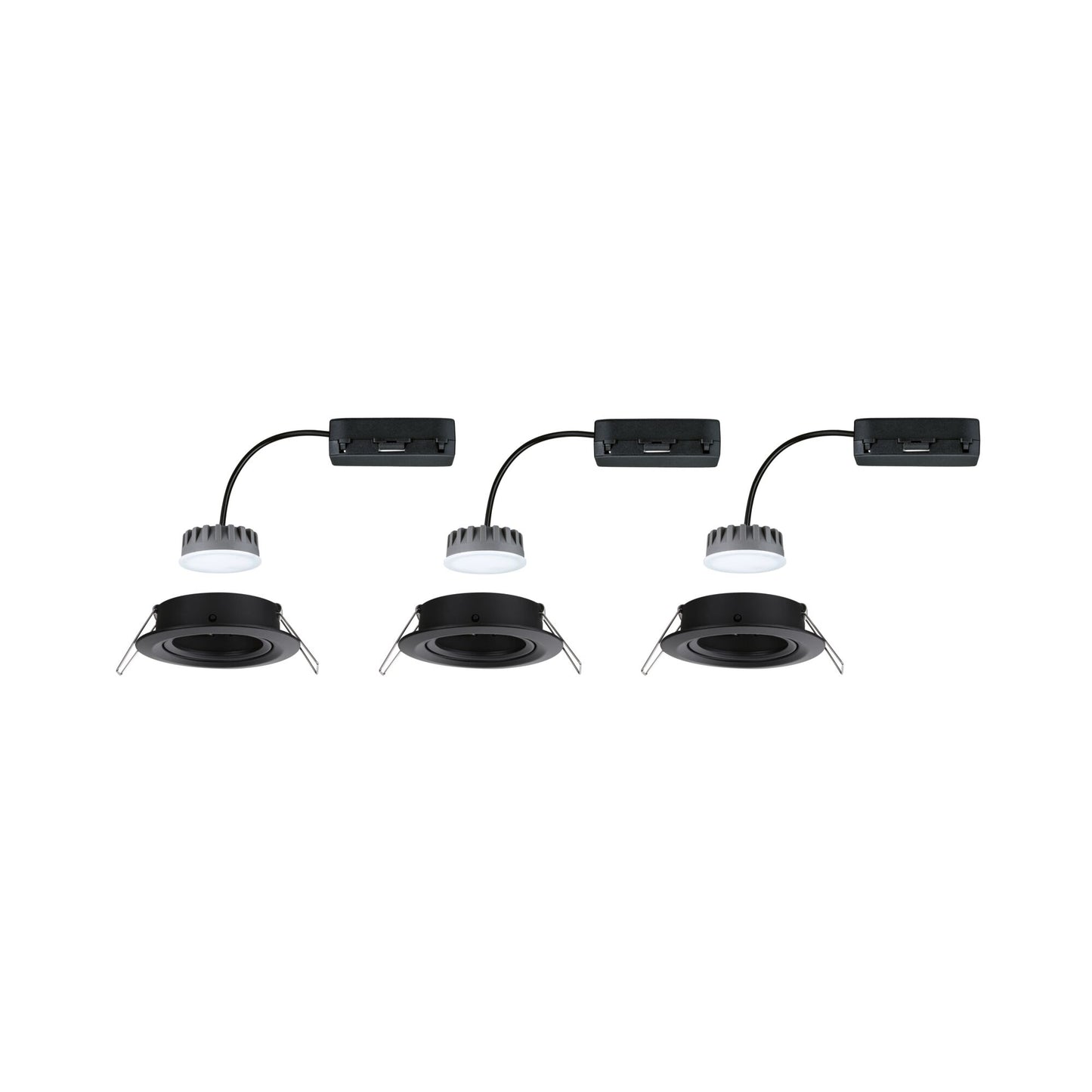 Paulmann LED Einbauleuchte Nova Plus Basisset schwenkbar Coin  rund 84mm 50° Coin 3x6W 3x470lm 230V dimmbar 2700K Schwarz matt