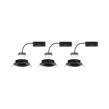 Paulmann LED Einbauleuchte Nova Plus Basisset schwenkbar Coin  rund 84mm 50° Coin 3x6W 3x470lm 230V dimmbar 2700K Schwarz matt