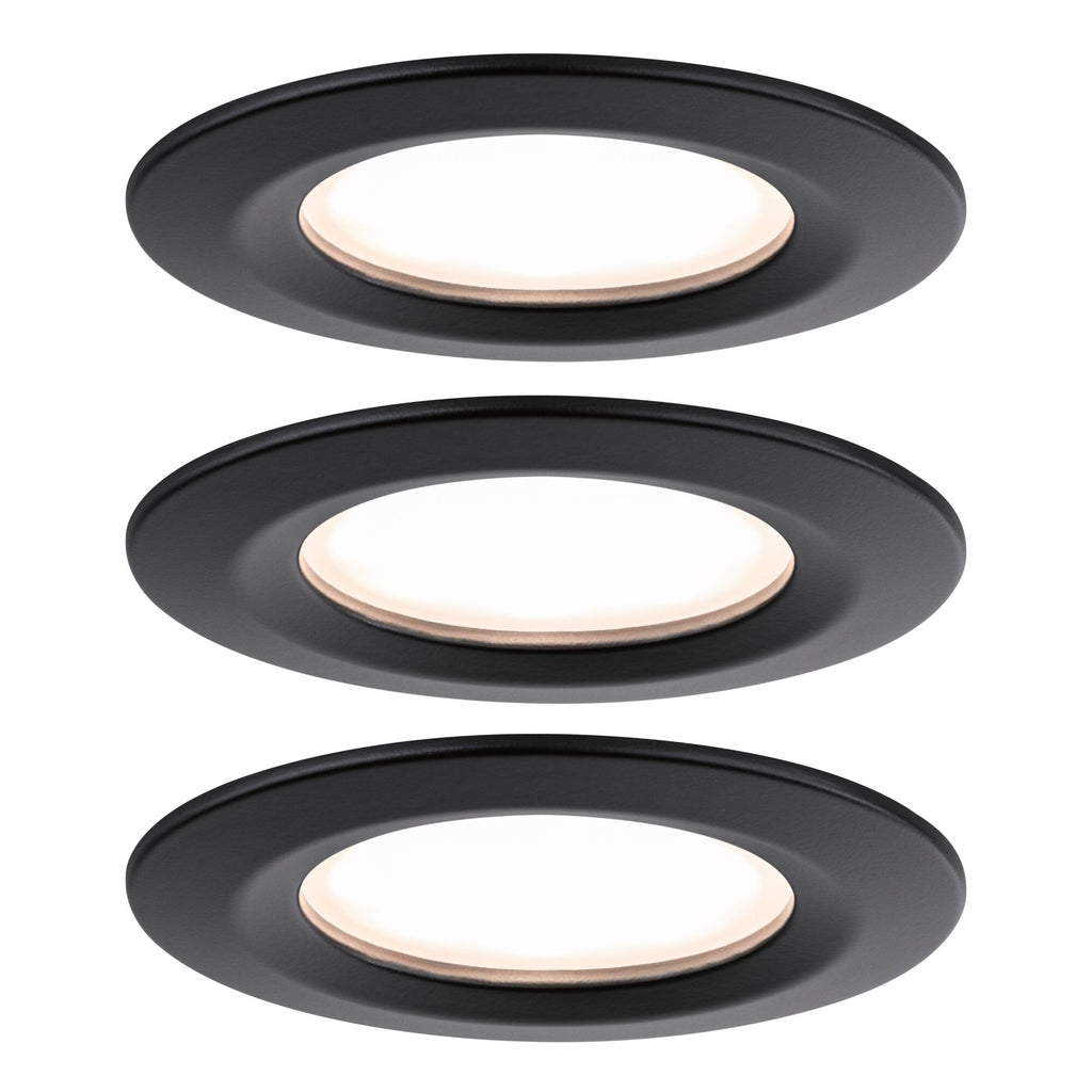 Paulmann LED Einbauleuchte Nova Plus Basisset starr Coin IP44 rund 78mm  Coin 3x6W 3x470lm 230V dimmbar 2700K Schwarz matt