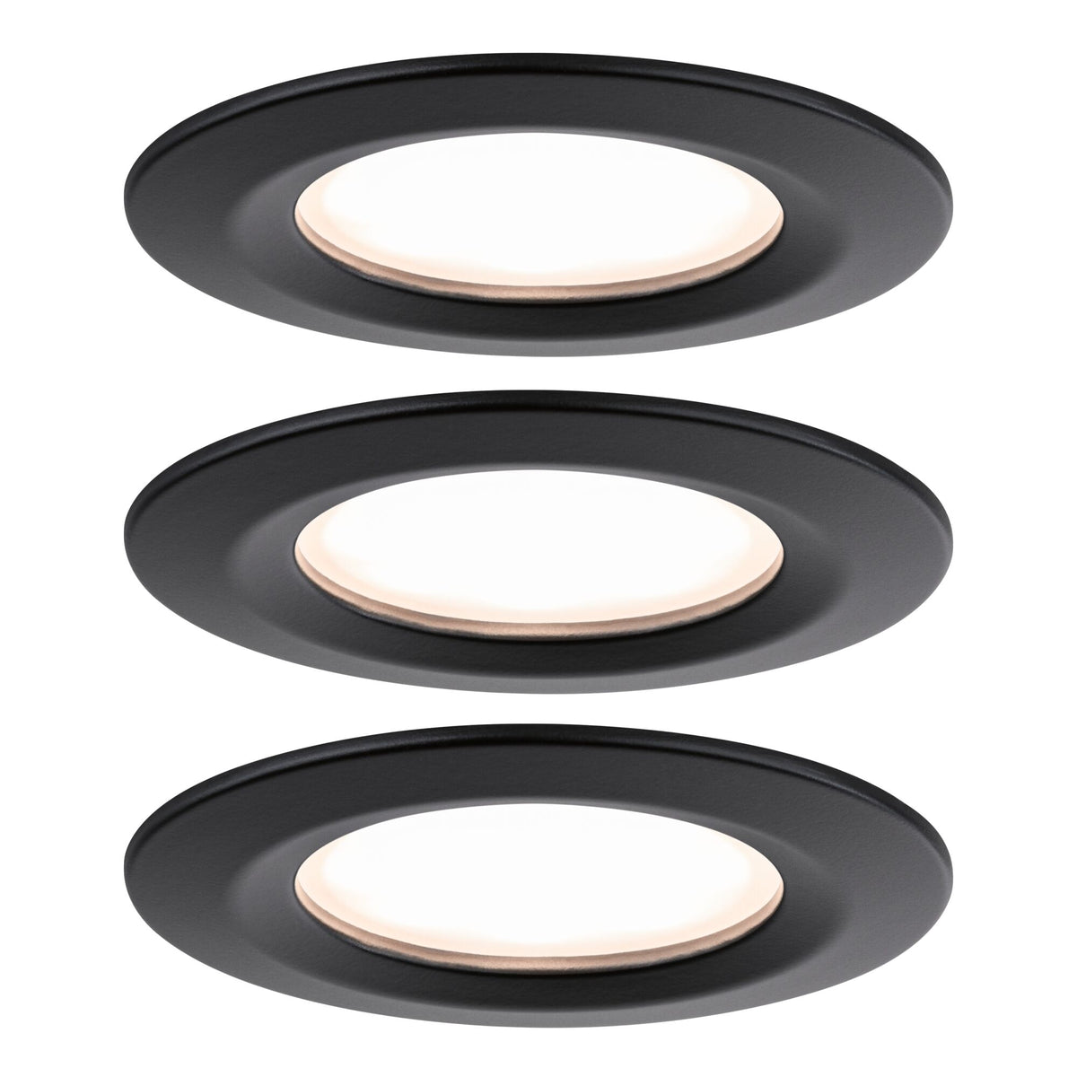 Paulmann LED Einbauleuchte Nova Plus Basisset starr Coin IP44 rund 78mm  Coin 3x6W 3x470lm 230V dimmbar 2700K Schwarz matt