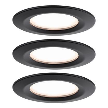 Paulmann LED Einbauleuchte Nova Plus Basisset starr Coin IP44 rund 78mm  Coin 3x6W 3x470lm 230V dimmbar 2700K Schwarz matt