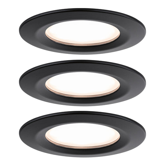 Paulmann LED Einbauleuchte Nova Plus Basisset starr Coin IP44 rund 78mm  Coin 3x6W 3x470lm 230V dimmbar 2700K Schwarz matt