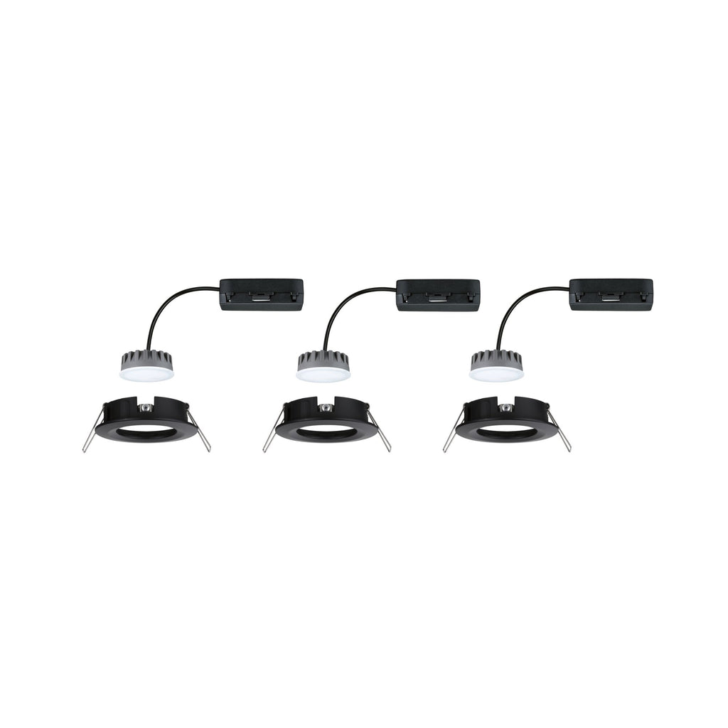 Paulmann LED Einbauleuchte Nova Plus Basisset starr Coin IP44 rund 78mm  Coin 3x6W 3x470lm 230V dimmbar 2700K Schwarz matt