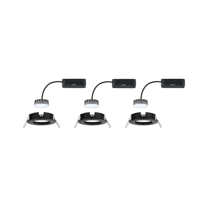 Paulmann LED Einbauleuchte Nova Plus Basisset starr Coin IP44 rund 78mm  Coin 3x6W 3x470lm 230V dimmbar 2700K Schwarz matt