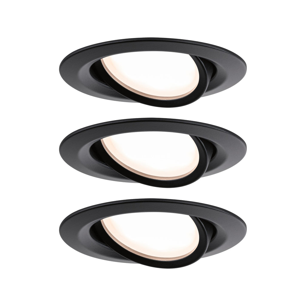 Paulmann LED Einbauleuchte Nova Plus Basisset schwenkbar Coin IP65 rund 93mm 30° Coin 3x6W 3x470lm 230V dimmbar 2700K Schwarz matt