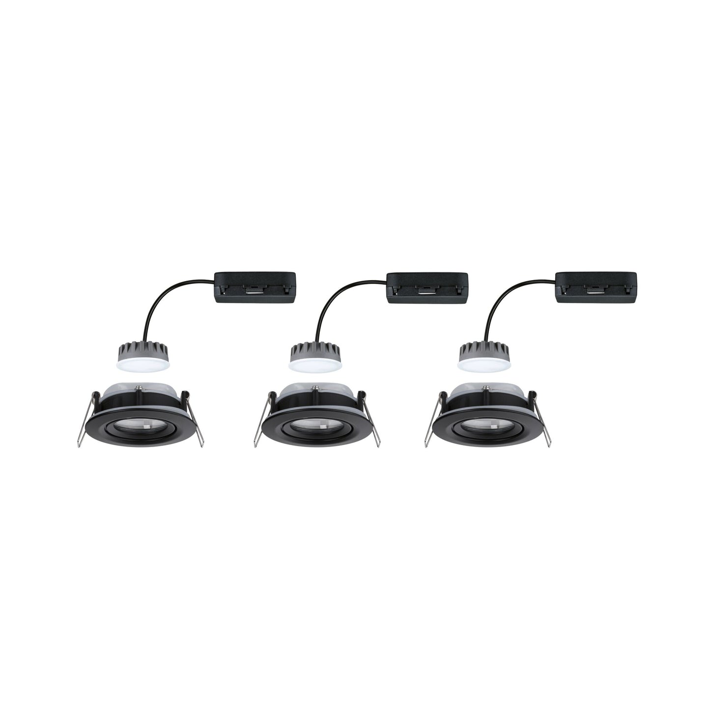 Paulmann LED Einbauleuchte Nova Plus Basisset schwenkbar Coin IP65 rund 93mm 30° Coin 3x6W 3x470lm 230V dimmbar 2700K Schwarz matt