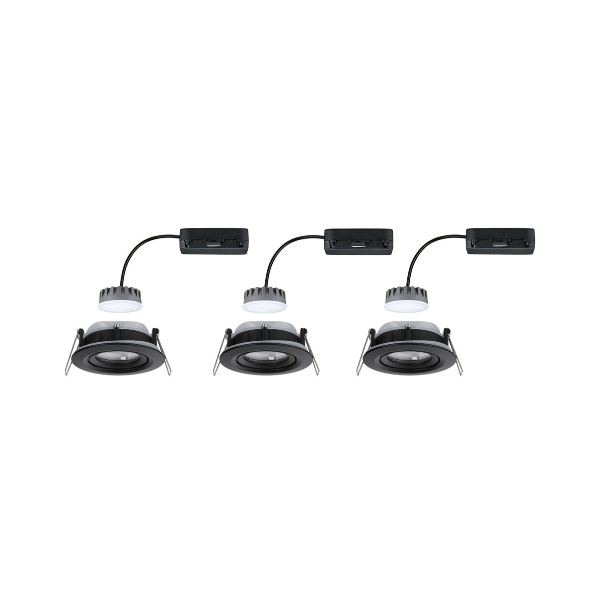 Paulmann LED Einbauleuchte Nova Plus Basisset schwenkbar Coin IP65 rund 93mm 30° Coin 3x6W 3x470lm 230V dimmbar 2700K Schwarz matt