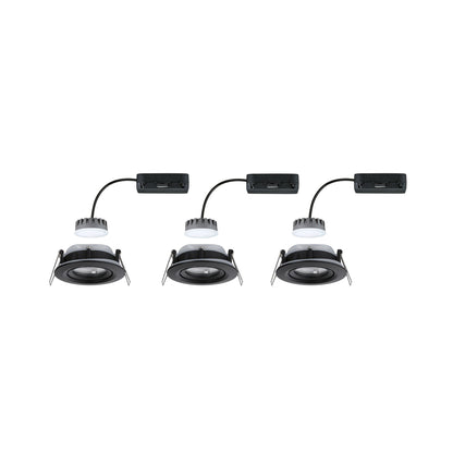 Paulmann LED Einbauleuchte Nova Plus Basisset schwenkbar Coin IP65 rund 93mm 30° Coin 3x6W 3x470lm 230V dimmbar 2700K Schwarz matt