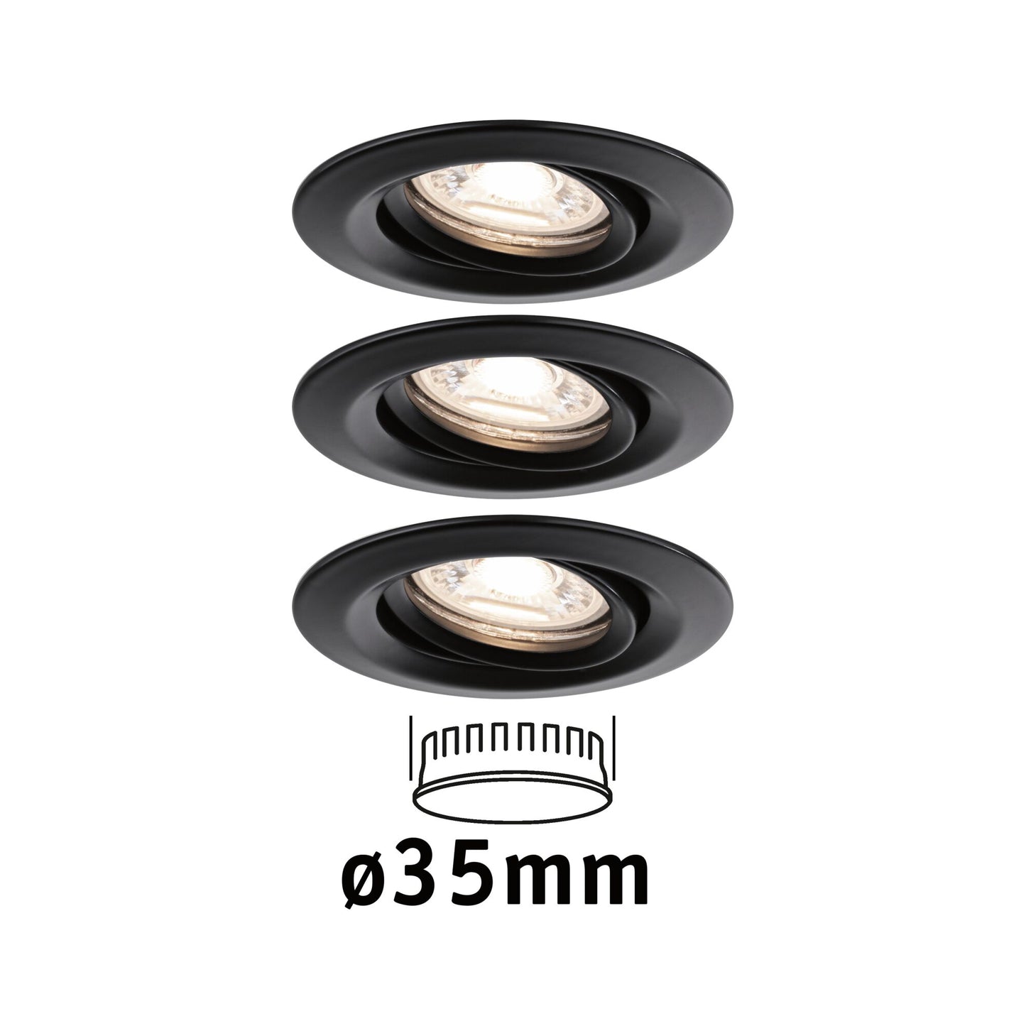 Paulmann LED Einbauleuchte Nova mini Plus EasyDim schwenkbar 3x4W 2.700K Schwarz matt 230V