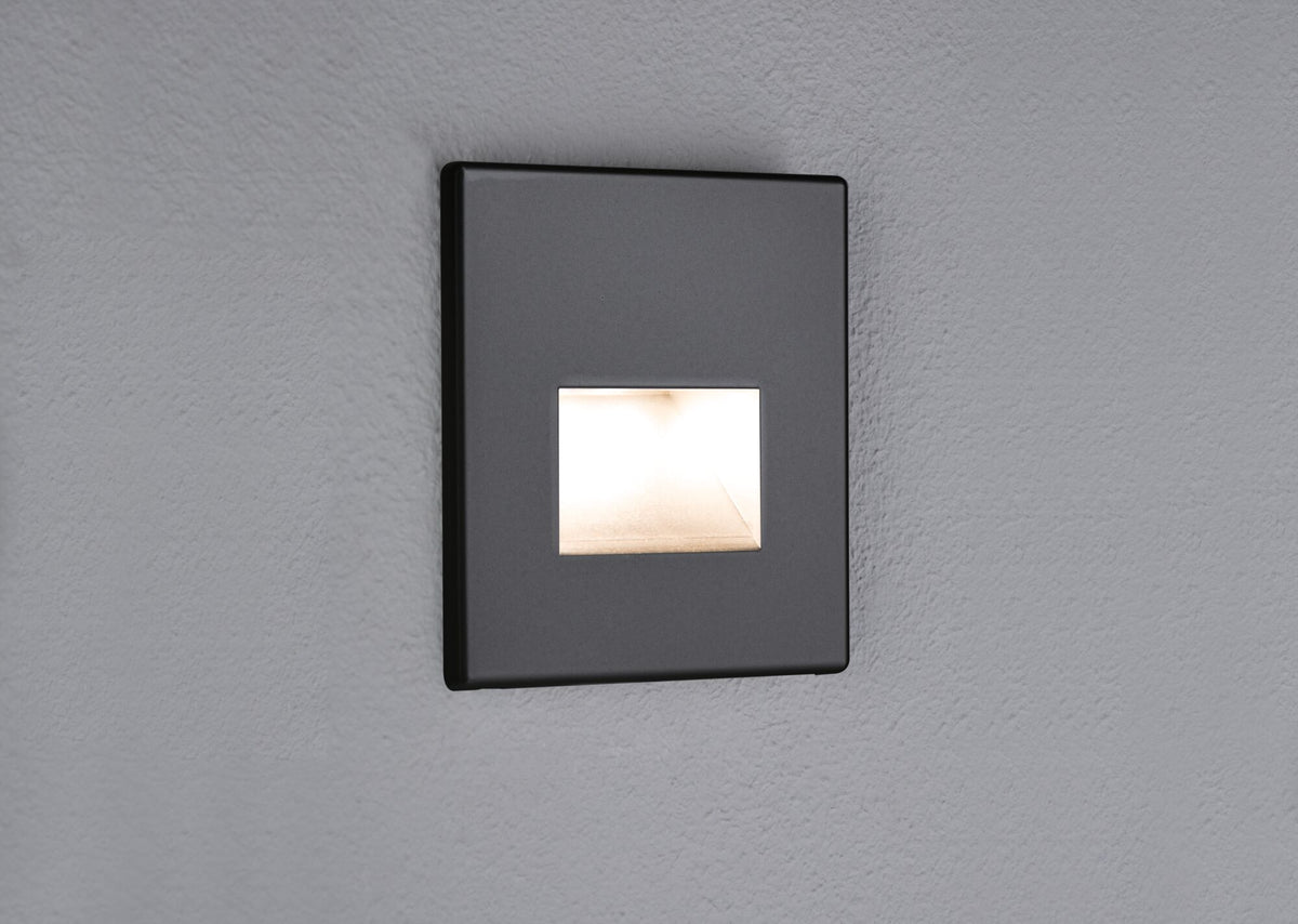 Paulmann LED Wandeinbauleuchte Edge  eckig 80x5mm  1,2W 50lm 230V  2700K Schwarz matt