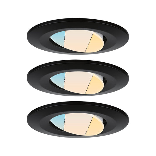 Paulmann HomeSpa LED Einbauleuchte Calla 3er-Set schwenkbar IP65  90mm 30°  3x5W 3x430lm 230V  3000K Schwarz matt