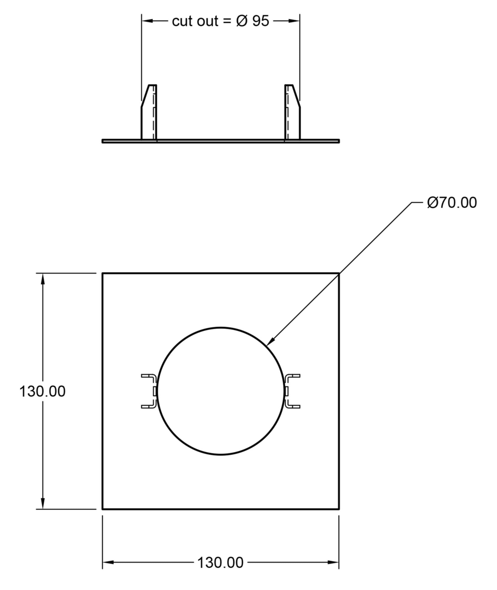Deko-Light Reduzierring eckig 130/70 mm, Verkehrsweiß