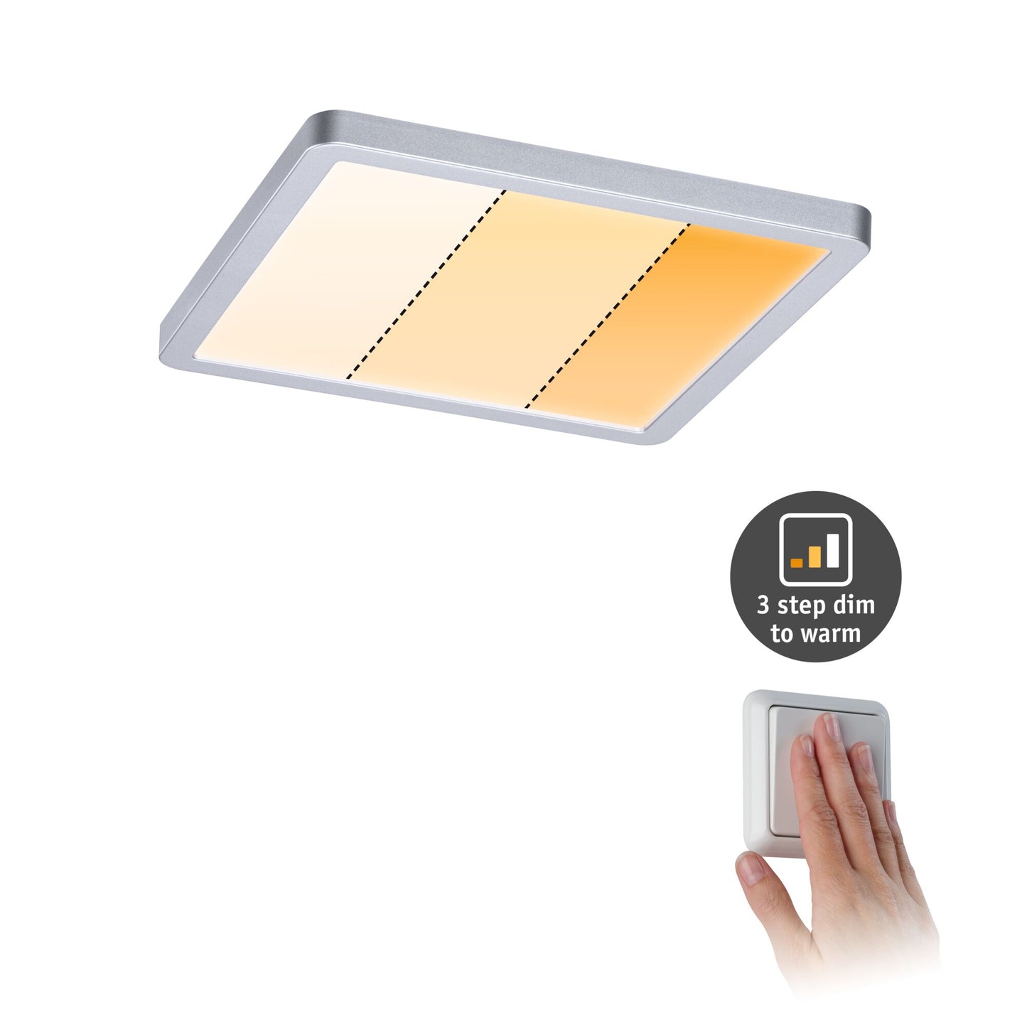 Paulmann VariFit LED Einbaupanel Areo Dim to Warm  IP44 eckig 175x175mm 3 Step Dim to warm Chrom matt dimmbar