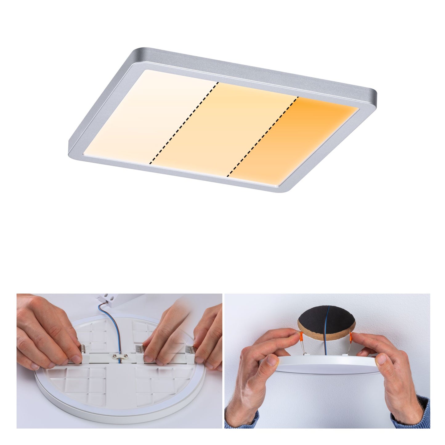 Paulmann VariFit LED Einbaupanel Areo Dim to Warm  IP44 eckig 175x175mm 3 Step Dim to warm Chrom matt dimmbar