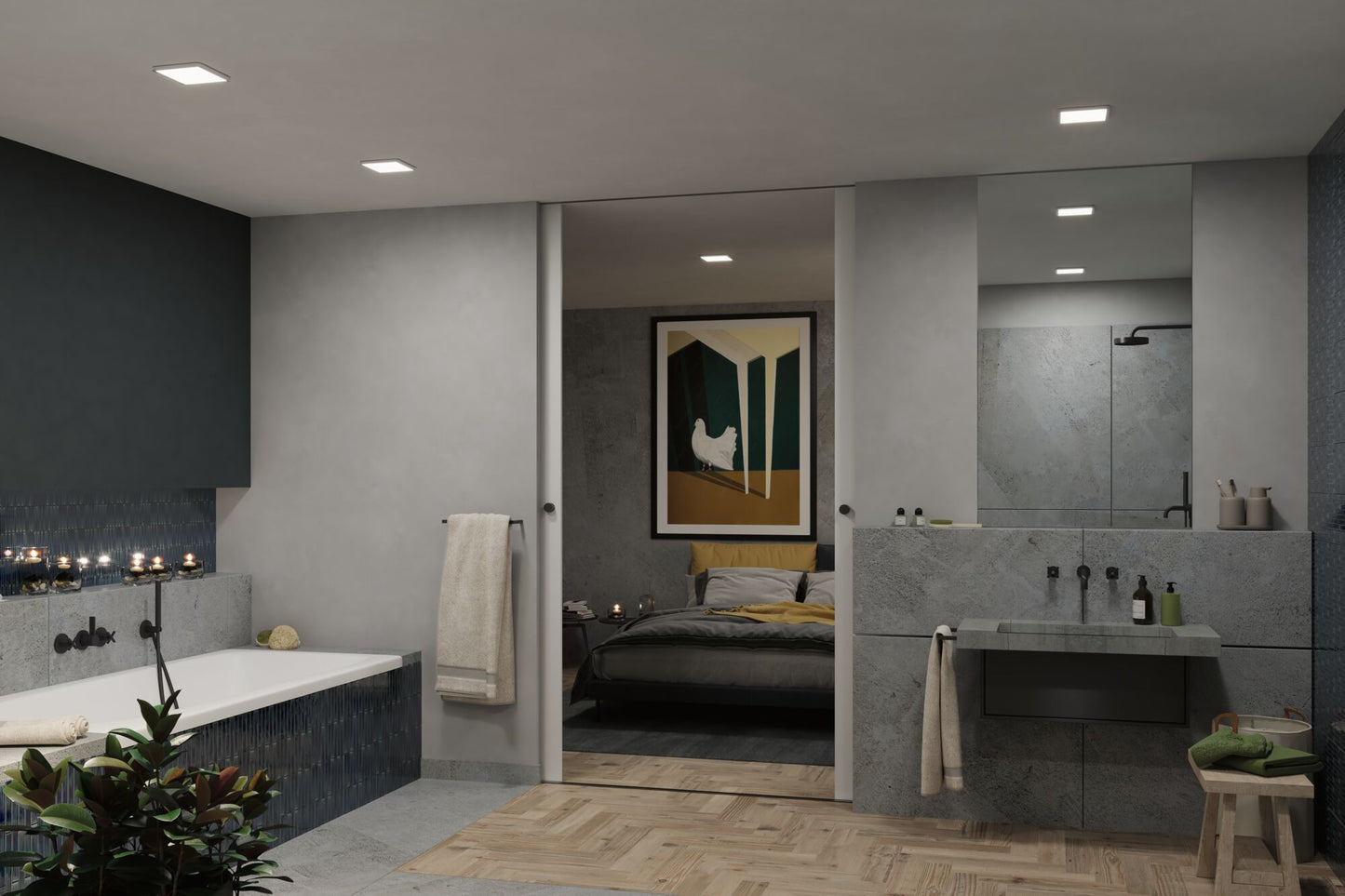 Paulmann VariFit LED Einbaupanel Areo Dim to Warm  IP44 eckig 175x175mm 3 Step Dim to warm Chrom matt dimmbar
