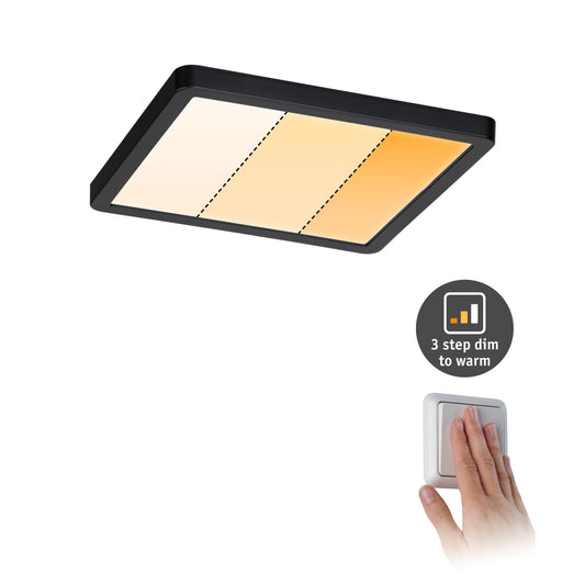 Paulmann VariFit LED Einbaupanel Areo Dim to Warm  IP44 eckig 175x175mm 3 Step Dim to warm Schwarz dimmbar