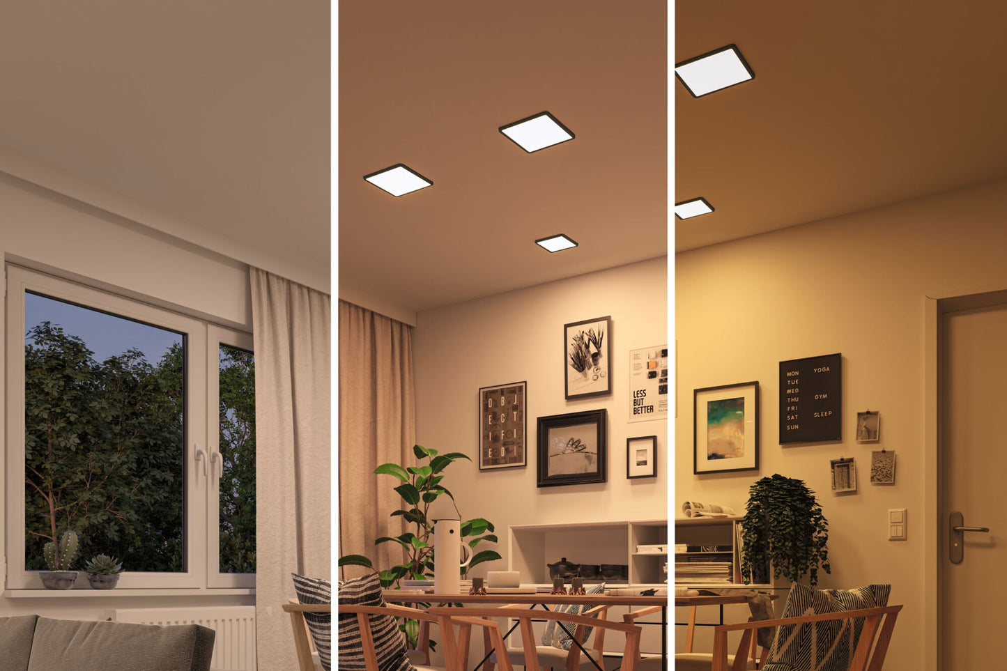 Paulmann VariFit LED Einbaupanel Areo Dim to Warm  IP44 eckig 175x175mm 3 Step Dim to warm Schwarz dimmbar