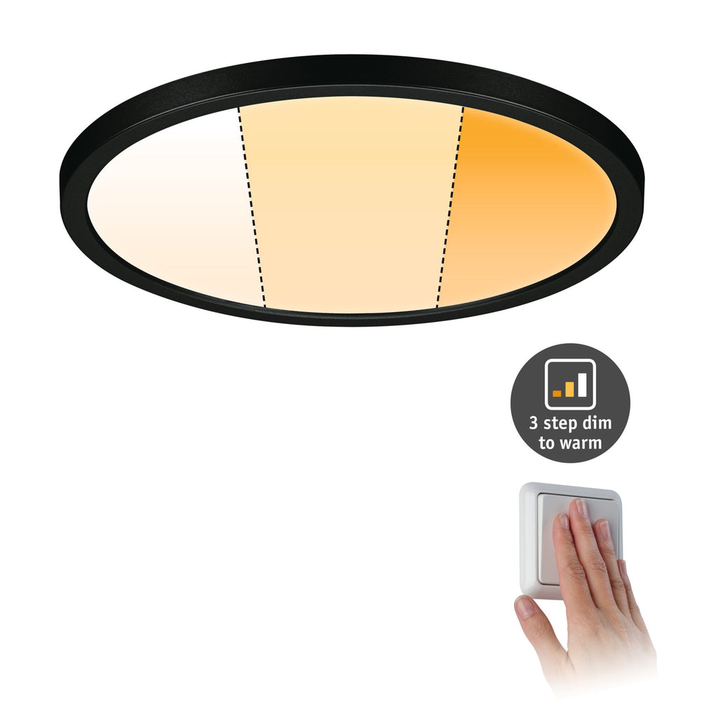 Paulmann VariFit LED Einbaupanel Areo Dim to Warm  IP44 rund 230mm 3 Step Dim to warm Schwarz dimmbar
