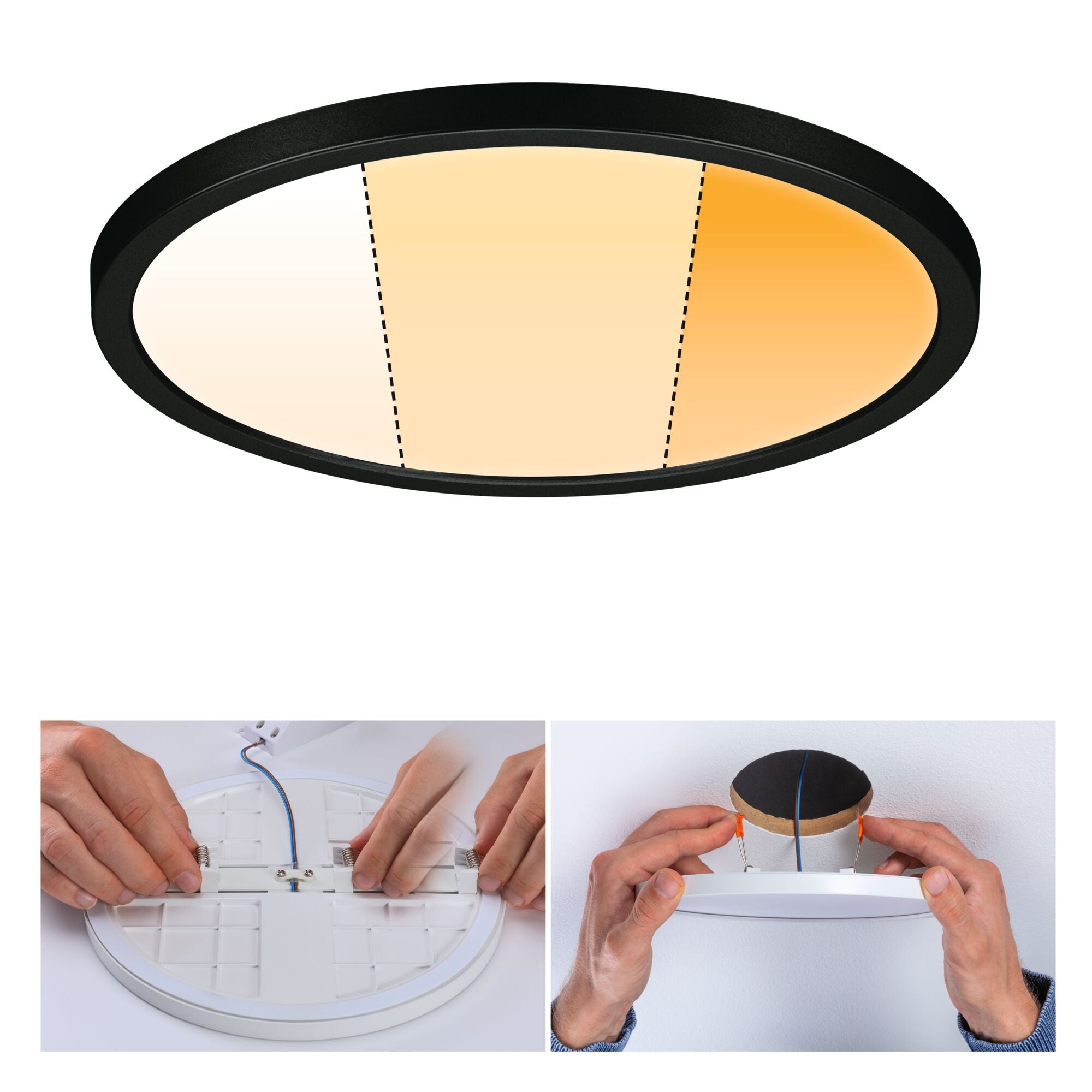 Paulmann VariFit LED Einbaupanel Areo Dim to Warm  IP44 rund 230mm 3 Step Dim to warm Schwarz dimmbar