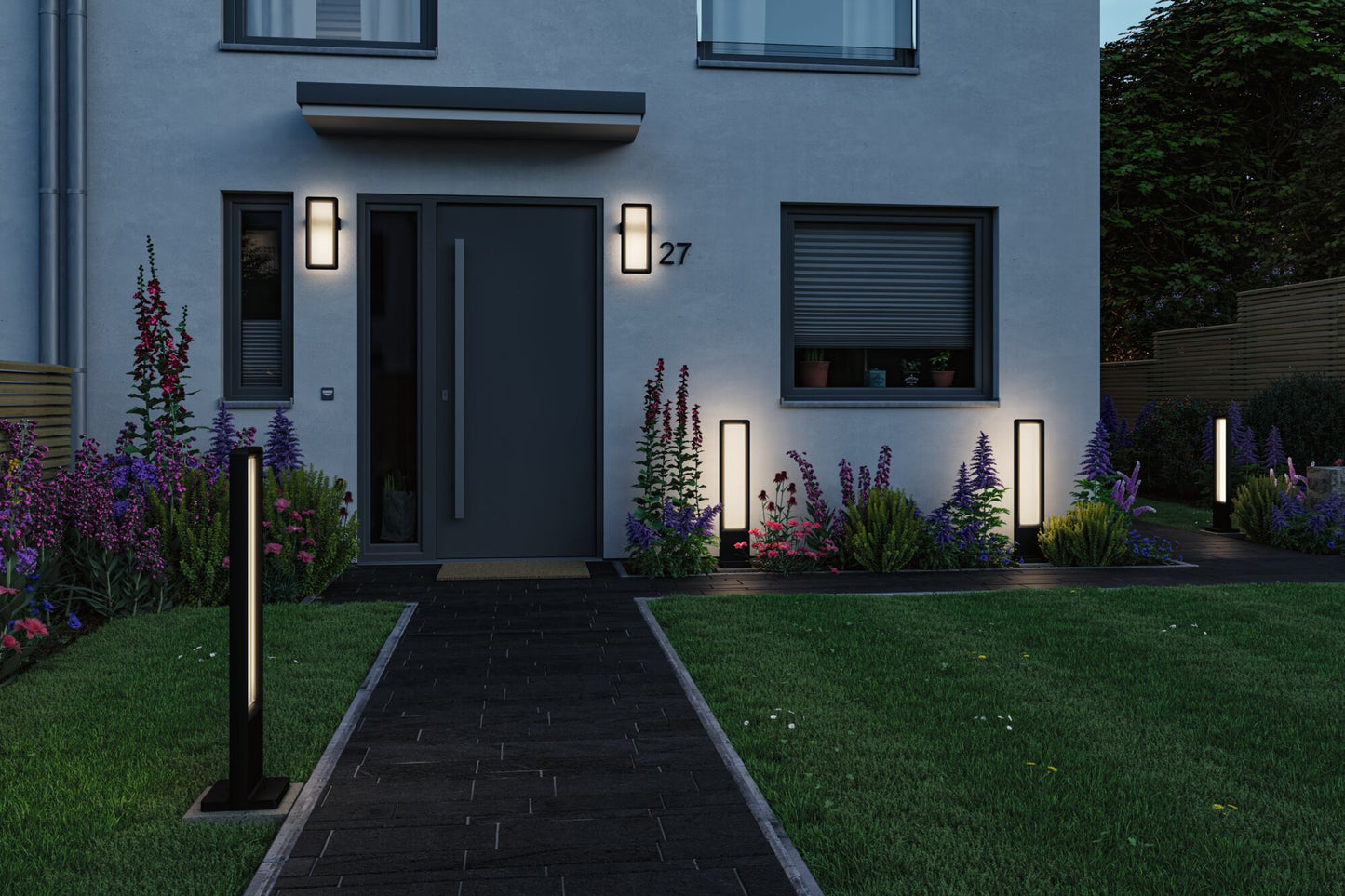 Paulmann LED Pollerleuchte Reana IP44 eckig 832mm 3000K 2x4W 2x240lm 230V  Anthrazit  Metall