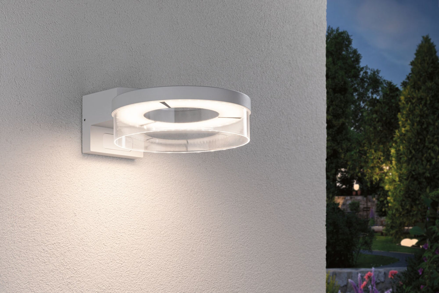 Paulmann LED Außenwandleuchte Capera Dämmerungsgesteuerter Bewegungsmelder (IR) IP44  231mm 3000K 8W / 1,2W 700lm 230V  Weiß Aluminium
