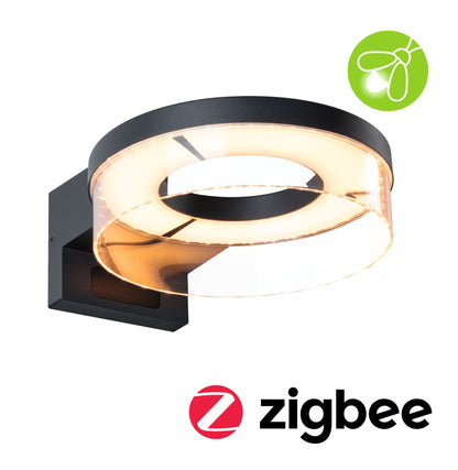Paulmann LED Außenwandleuchte Capera Dämmerungsgesteuerter Bewegungsmelder (IR) insektenfreundlich Smart Home Zigbee 3.0  IP44  231mm Tunable Warm 12,5W 800lm 230V  Anthrazit Aluminium