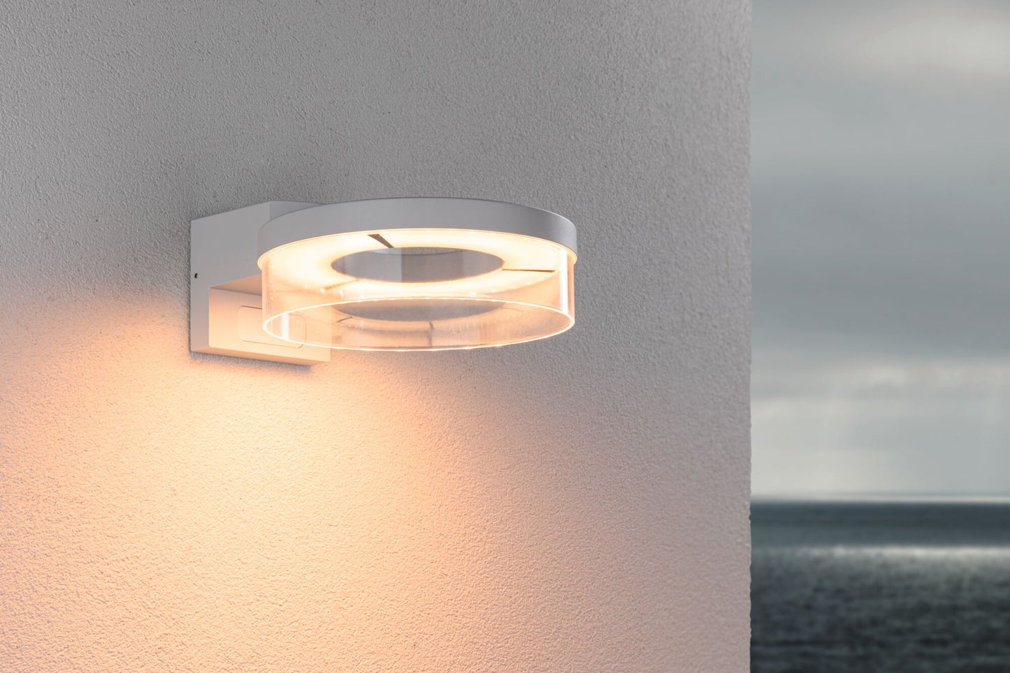 Paulmann LED Außenwandleuchte Capera Dämmerungsgesteuerter Bewegungsmelder (IR) insektenfreundlich Smart Home Zigbee 3.0  IP44  231mm Tunable Warm 12,5W 800lm 230V  Weiß Aluminium