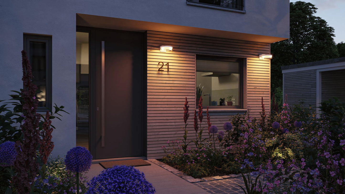 Paulmann LED Außenwandleuchte Capera Dämmerungsgesteuerter Bewegungsmelder (IR) insektenfreundlich Smart Home Zigbee 3.0  IP44  231mm Tunable Warm 12,5W 800lm 230V  Weiß Aluminium