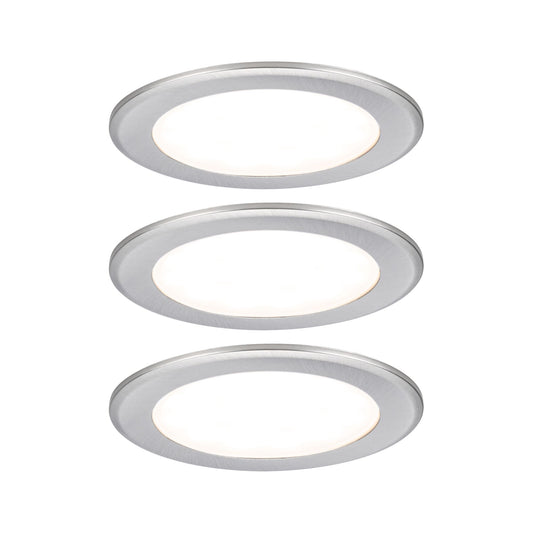 Paulmann LED Möbeleinbauleuchten  3er-Set rund 65mm 3x2,5W 3x180lm 230/12V  3000K Eisen gebürstet