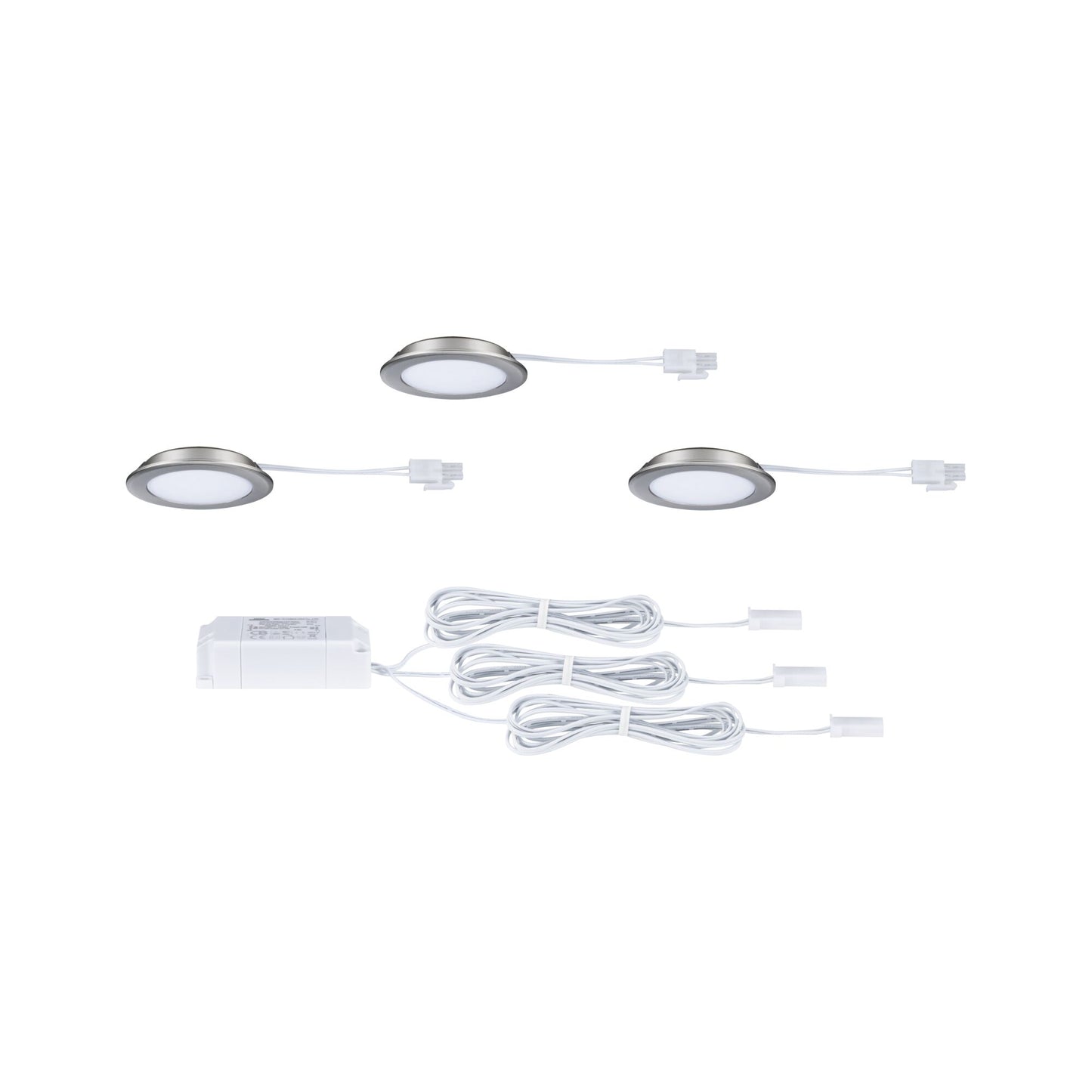 Paulmann LED Möbeleinbauleuchten  3er-Set rund 65mm 3x2,5W 3x180lm 230/12V  3000K Eisen gebürstet