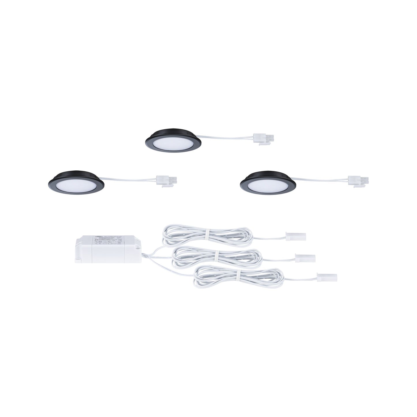 Paulmann LED Möbeleinbauleuchten  3er-Set rund 65mm 3x2,5W 3x180lm 230/12V  3000K Schwarz matt