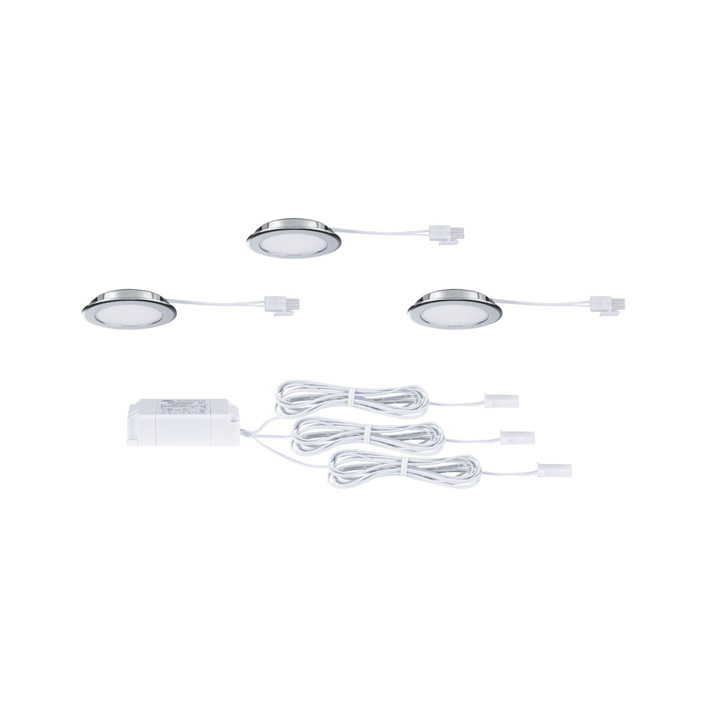 Paulmann LED Möbeleinbauleuchten  3er-Set rund 65mm 3x2,5W 3x180lm 230/12V  3000K Chrom