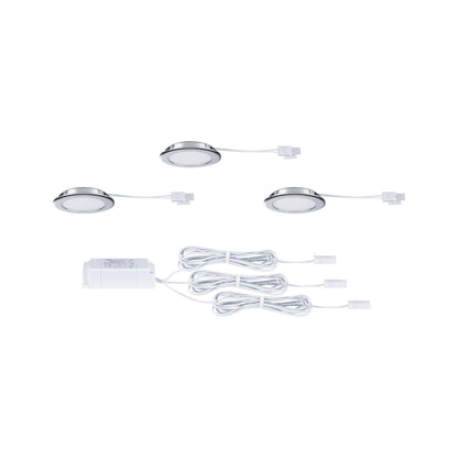 Paulmann LED Möbeleinbauleuchten  3er-Set rund 65mm 3x2,5W 3x180lm 230/12V  3000K Chrom