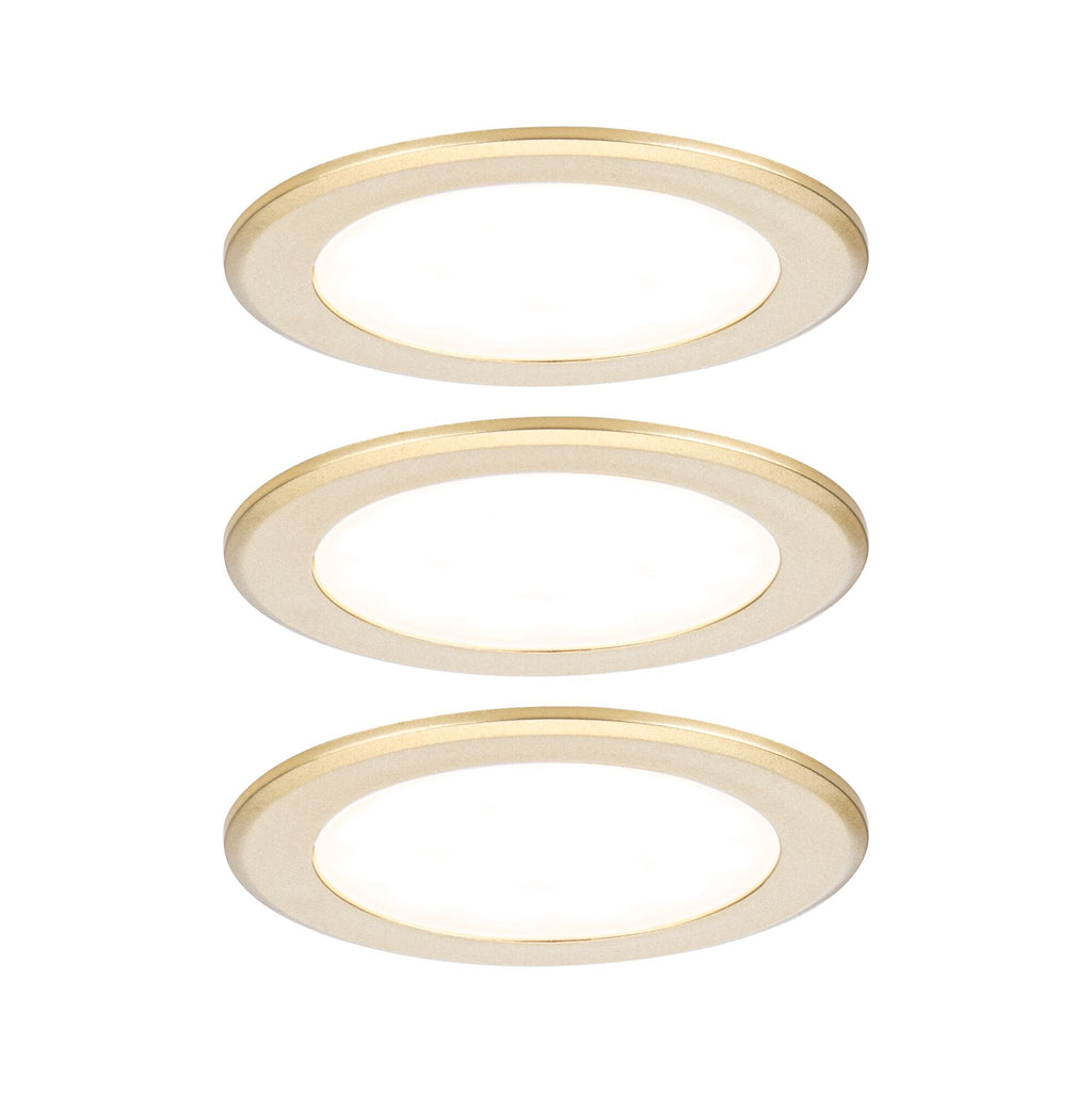 Paulmann LED Möbeleinbauleuchten  3er-Set rund 65mm 3x2,5W 3x180lm 230/12V  3000K Gold matt