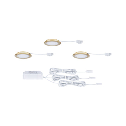 Paulmann LED Möbeleinbauleuchten  3er-Set rund 65mm 3x2,5W 3x180lm 230/12V  3000K Gold matt