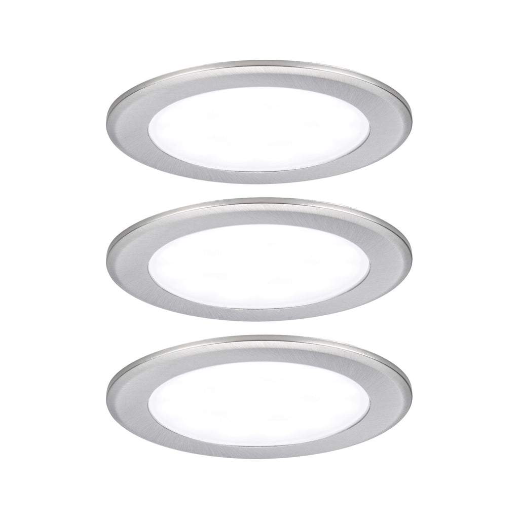 Paulmann LED Möbeleinbauleuchten  3er-Set rund 65mm 3x2,5W 3x180lm 230/12V  4000K Eisen gebürstet