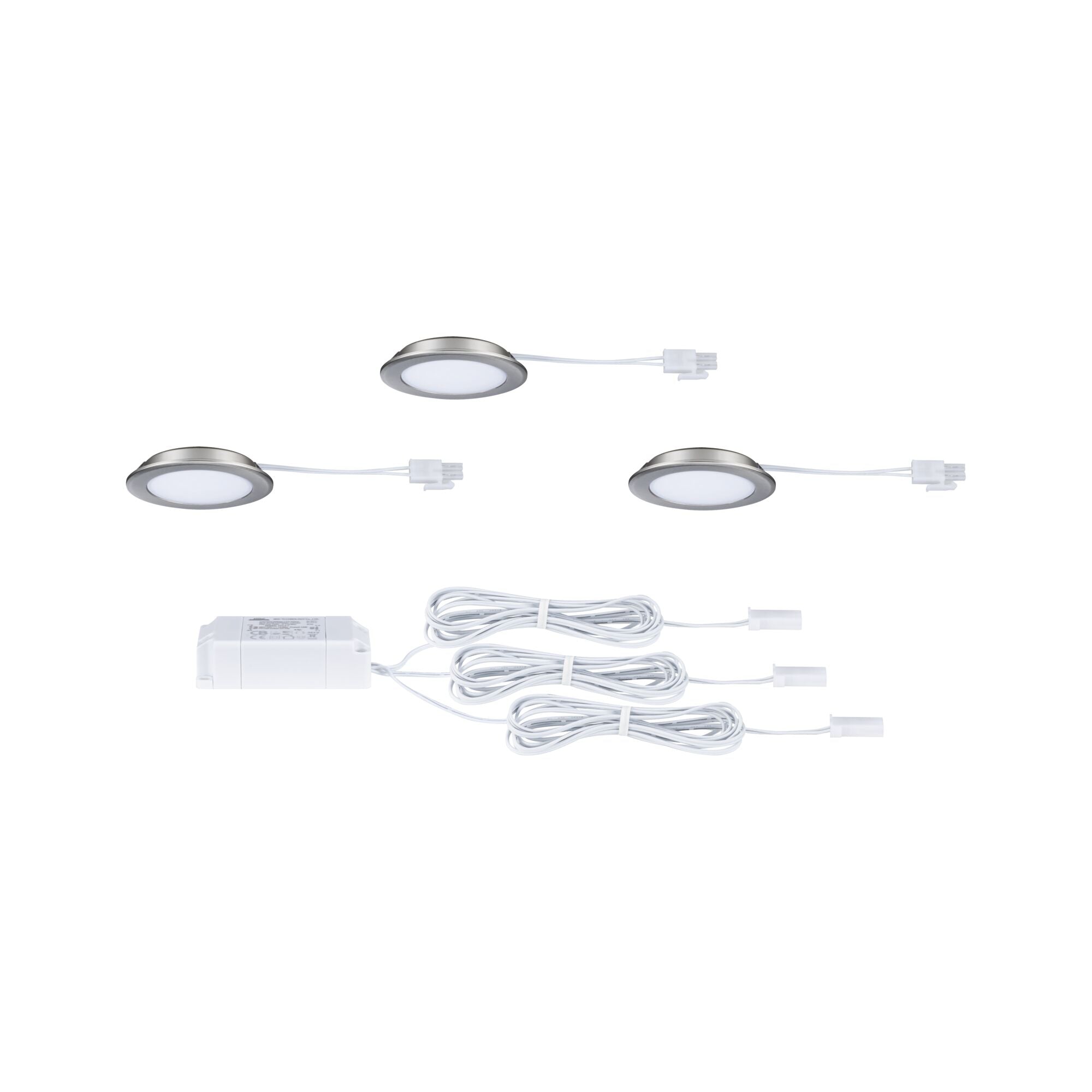 Paulmann LED Möbeleinbauleuchten  3er-Set rund 65mm 3x2,5W 3x180lm 230/12V  4000K Eisen gebürstet
