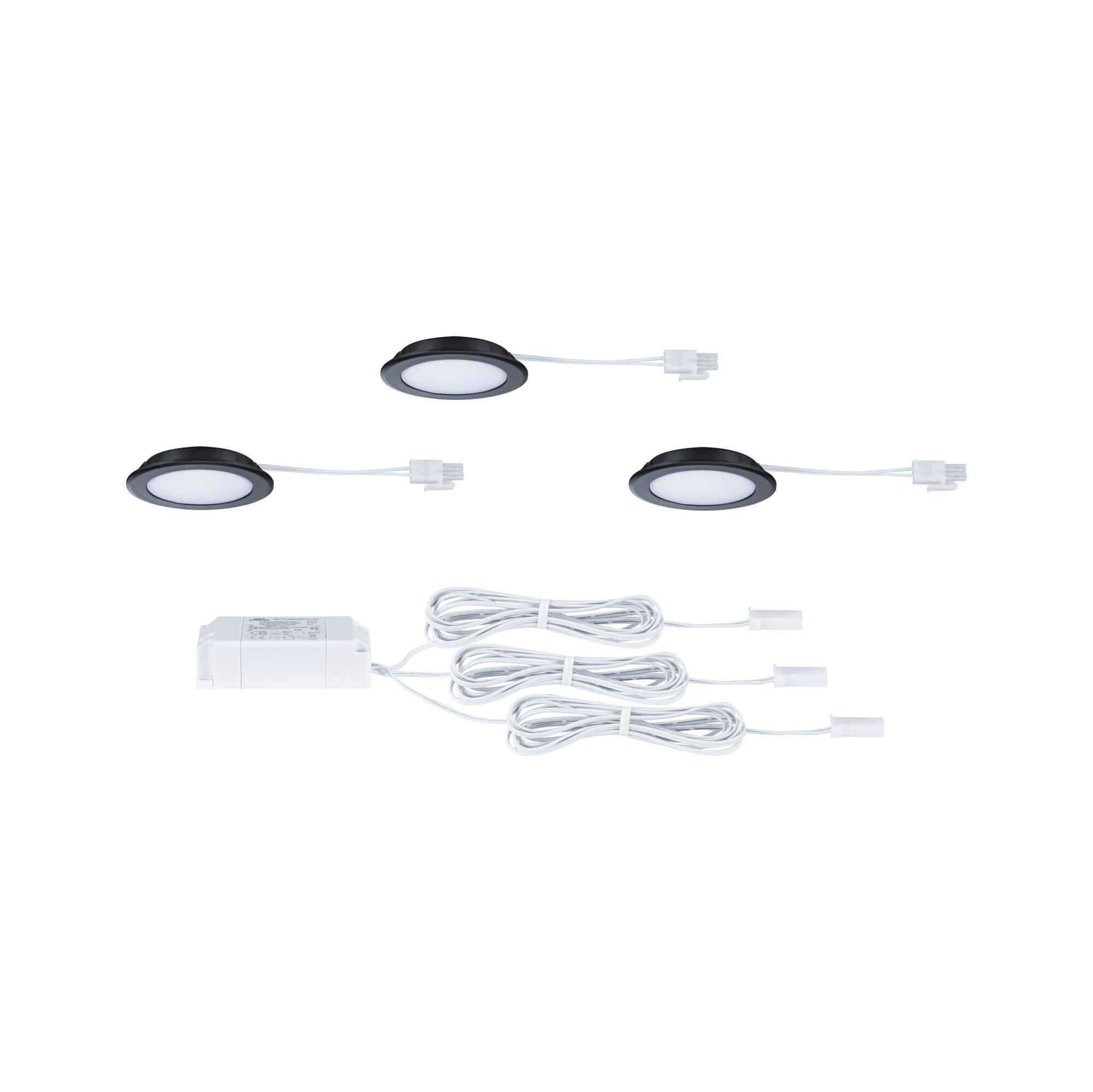 Paulmann LED Möbeleinbauleuchten  3er-Set rund 65mm 3x2,5W 3x180lm 230/12V  4000K Schwarz matt
