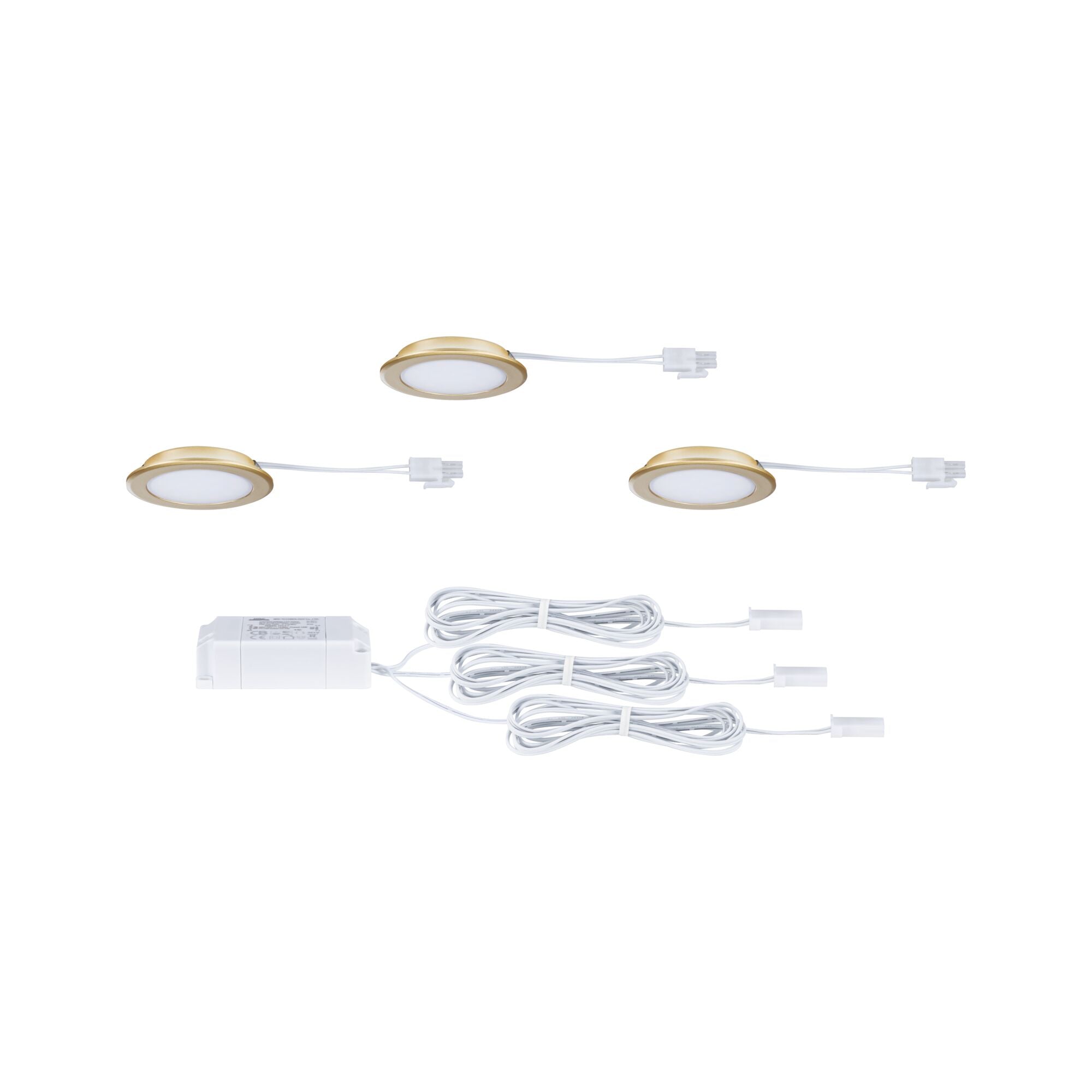 Paulmann LED Möbeleinbauleuchten  3er-Set rund 65mm 3x2,5W 3x180lm 230/12V  4000K Gold matt