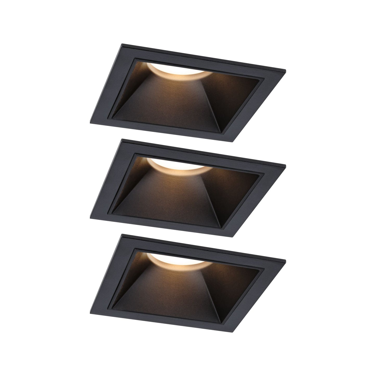 Paulmann LED Einbauleuchte Cole 3er-Set 3-Step-Dim Coin IP44 eckig 88x88mm  Coin 3x6W 3x470lm 230V dimmbar 2700K Schwarz