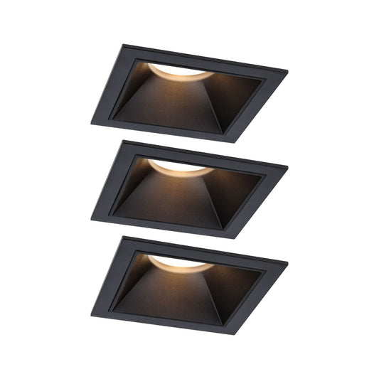 Paulmann LED Einbauleuchte Cole 3er-Set 3-Step-Dim Coin IP44 eckig 88x88mm  Coin 3x6W 3x470lm 230V dimmbar 2700K Schwarz