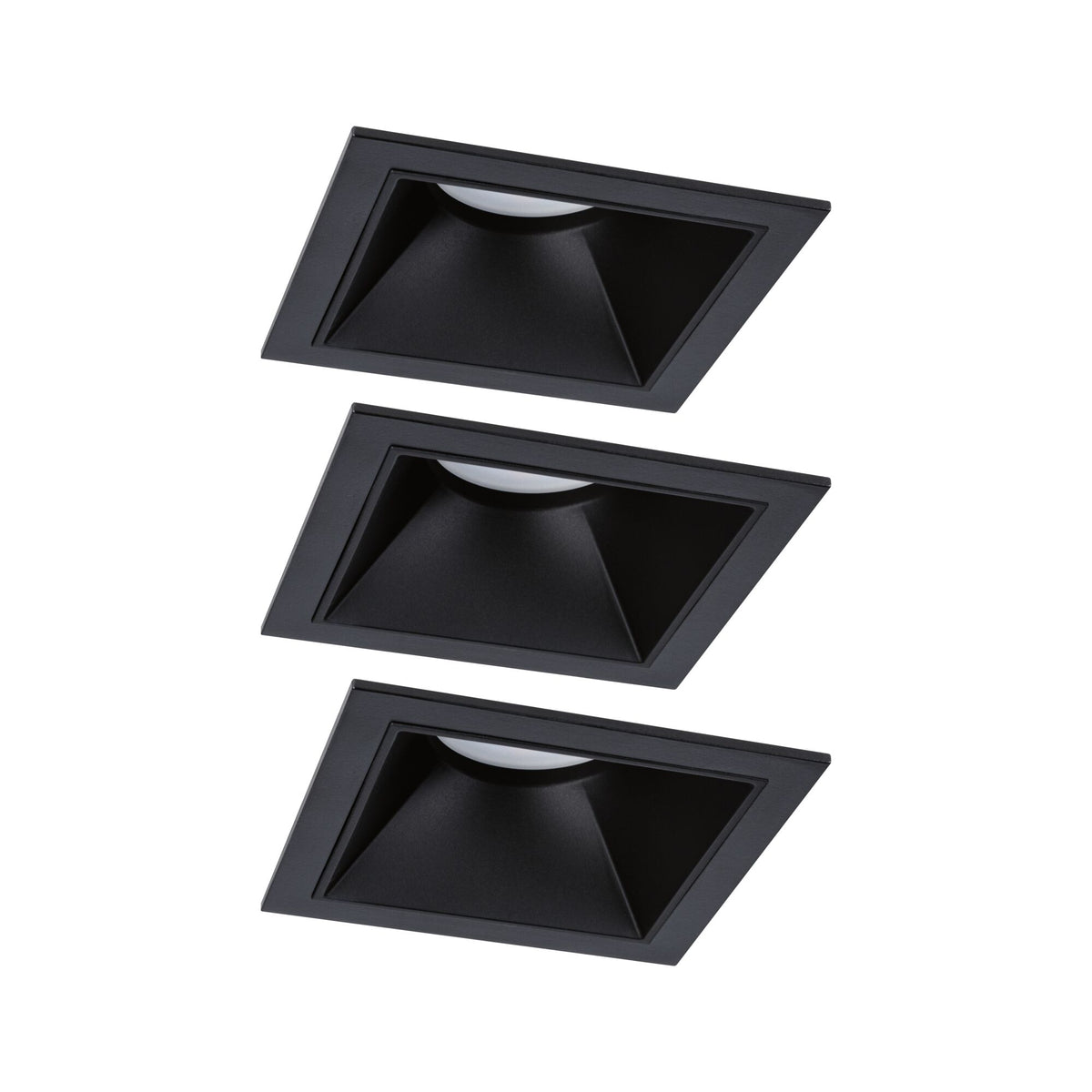 Paulmann LED Einbauleuchte Cole 3er-Set 3-Step-Dim Coin IP44 eckig 88x88mm  Coin 3x6W 3x470lm 230V dimmbar 2700K Schwarz