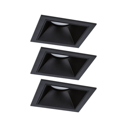 Paulmann LED Einbauleuchte Cole 3er-Set 3-Step-Dim Coin IP44 eckig 88x88mm  Coin 3x6W 3x470lm 230V dimmbar 2700K Schwarz