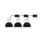 Paulmann LED Einbauleuchte Cole 3er-Set 3-Step-Dim Coin IP44 eckig 88x88mm  Coin 3x6W 3x470lm 230V dimmbar 2700K Schwarz