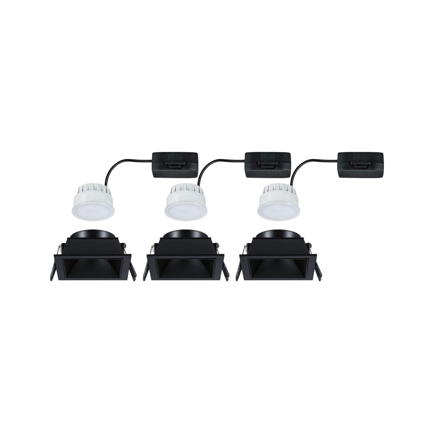 Paulmann LED Einbauleuchte Cole 3er-Set 3-Step-Dim Coin IP44 eckig 88x88mm  Coin 3x6W 3x470lm 230V dimmbar 2700K Schwarz