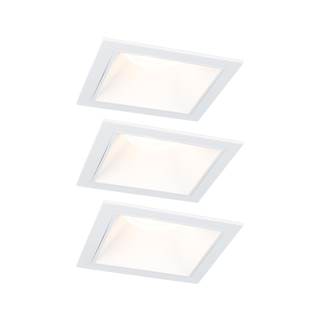 Paulmann LED Einbauleuchte Cole 3er-Set 3-Step-Dim Coin IP44 eckig 88x88mm  Coin 3x6W 3x470lm 230V dimmbar 2700K Weiß