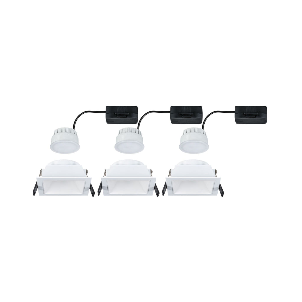 Paulmann LED Einbauleuchte Cole 3er-Set 3-Step-Dim Coin IP44 eckig 88x88mm  Coin 3x6W 3x470lm 230V dimmbar 2700K Weiß
