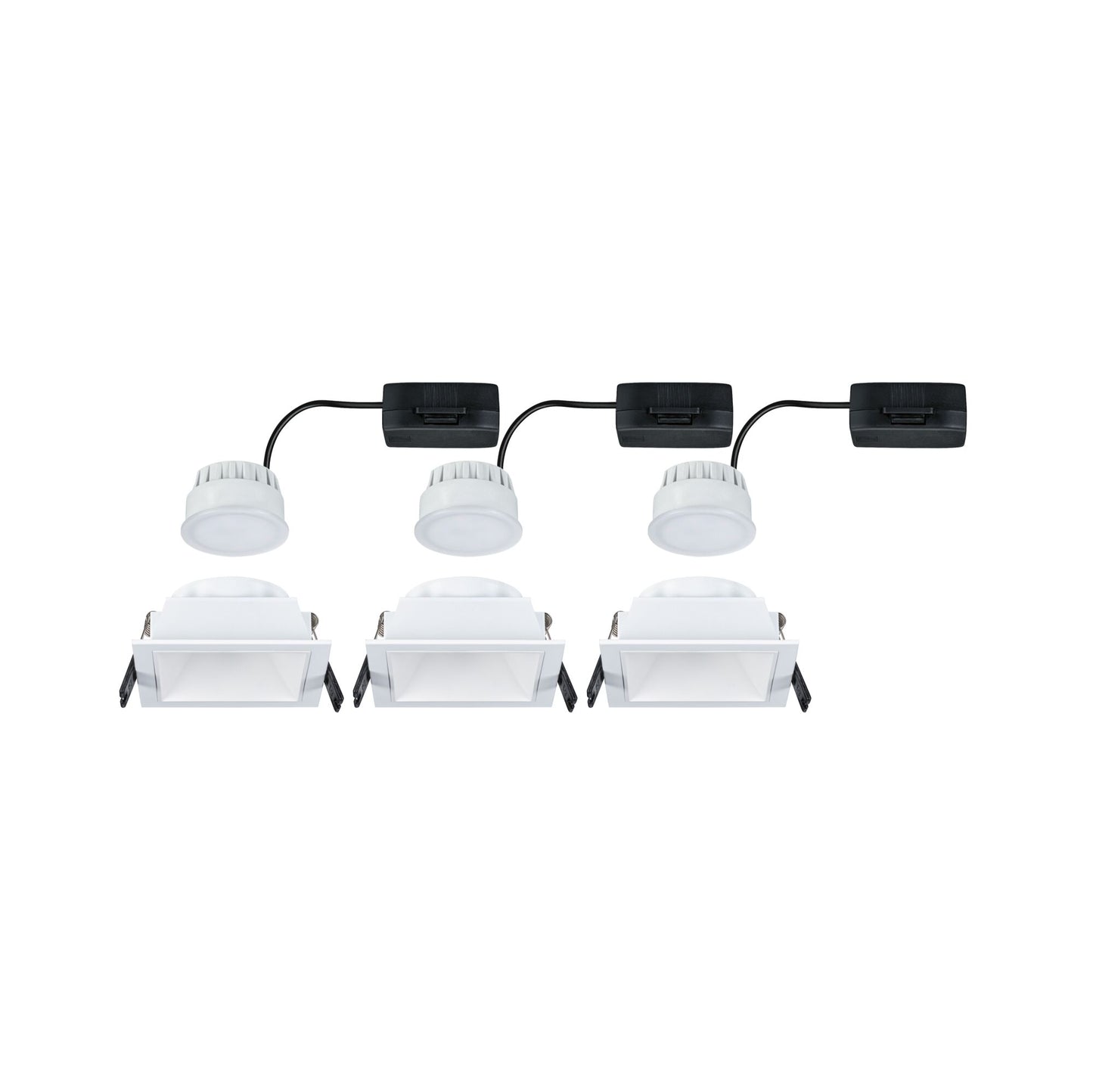 Paulmann LED Einbauleuchte Cole 3er-Set 3-Step-Dim Coin IP44 eckig 88x88mm  Coin 3x6W 3x470lm 230V dimmbar 2700K Weiß