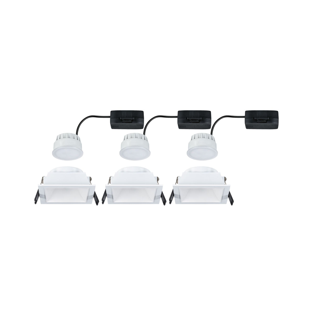 Paulmann LED Einbauleuchte Cole 3er-Set 3-Step-Dim Coin IP44 eckig 88x88mm  Coin 3x6W 3x470lm 230V dimmbar 2700K Weiß